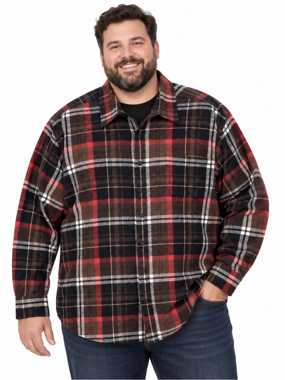St. John’s Bay Men’s 3XLT Plaid Flannel Shirt Big Tall 100% Cotton